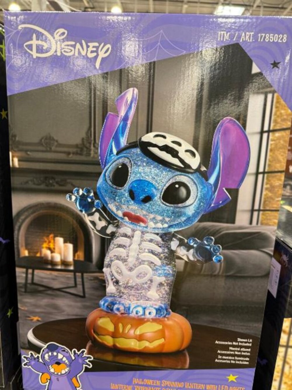 New Disney 16-16.9" Halloween Spinning Glitter Lantern with LED Lights